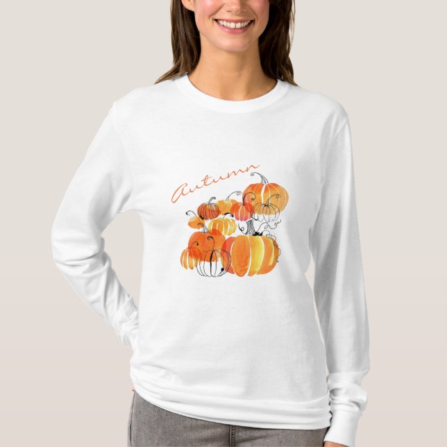 T-tröja för höstpumpalångärmad tee shirt (Framsida)