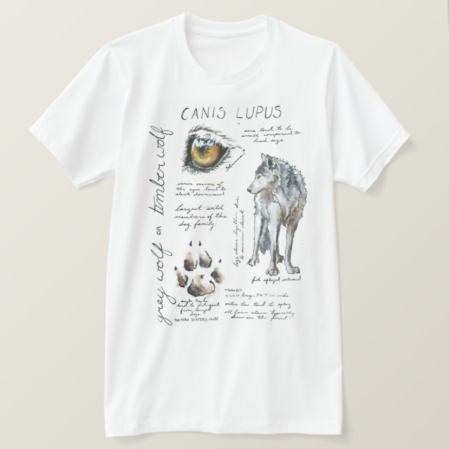 T-tröja för illustration för varg för CanisLupus T Shirt (Design framsida)