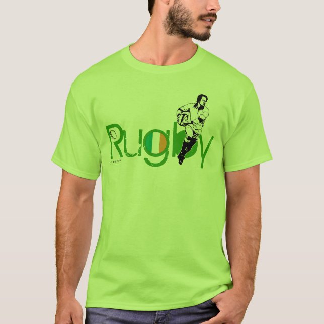 T-tröja för Irland Rugbyfläktar passerar boll Tee Shirt (Framsida)