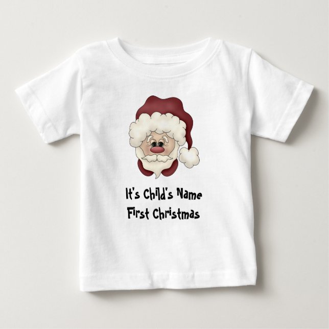 T-tröja för jul för Santa ansikte 1st T-shirt (Framsida)