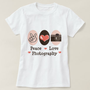 T-tröja för kamera för fredkärlekfotografi t-shirt