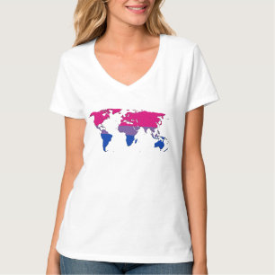 T-tröja för karta för Bisexualitypridevärld T-shirt