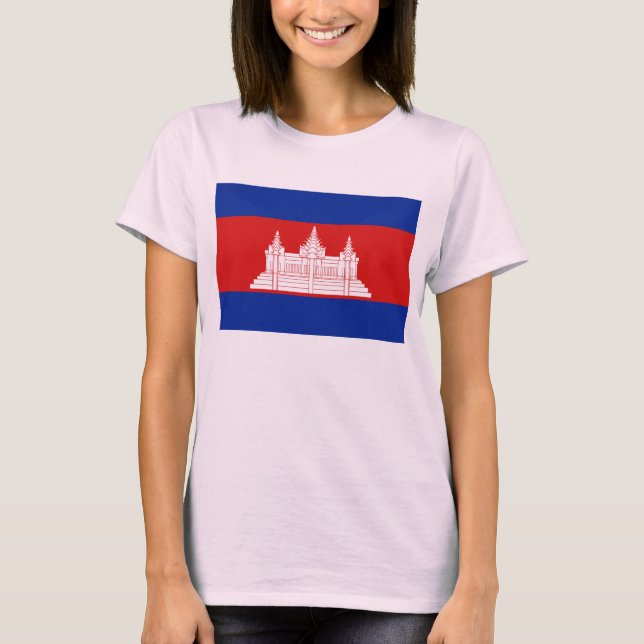 T-tröja för karta för Cambodja flagga x Tee (Framsida)