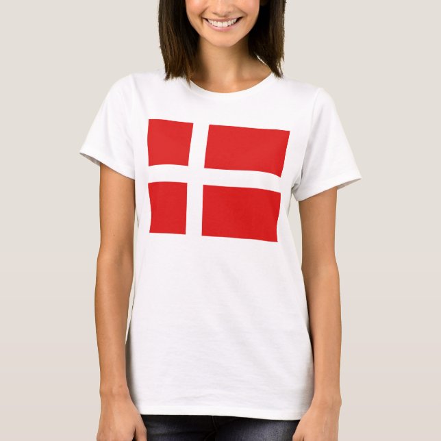 T-tröja för karta för Danmark flagga x Tee Shirt (Framsida)
