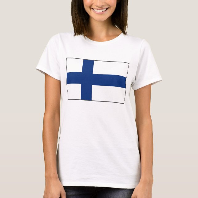 T-tröja för karta för Finland flagga x T-shirt (Framsida)