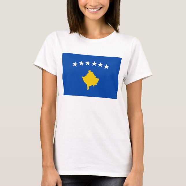 T-tröja för karta för Kosovo flagga x T-shirt (Framsida)