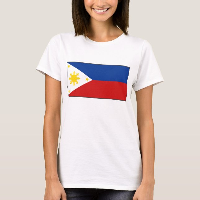 T-tröja för karta för Philippines flagga x T Shirt (Framsida)