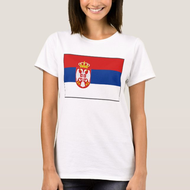 T-tröja för karta för Serbia flagga x T Shirt (Framsida)