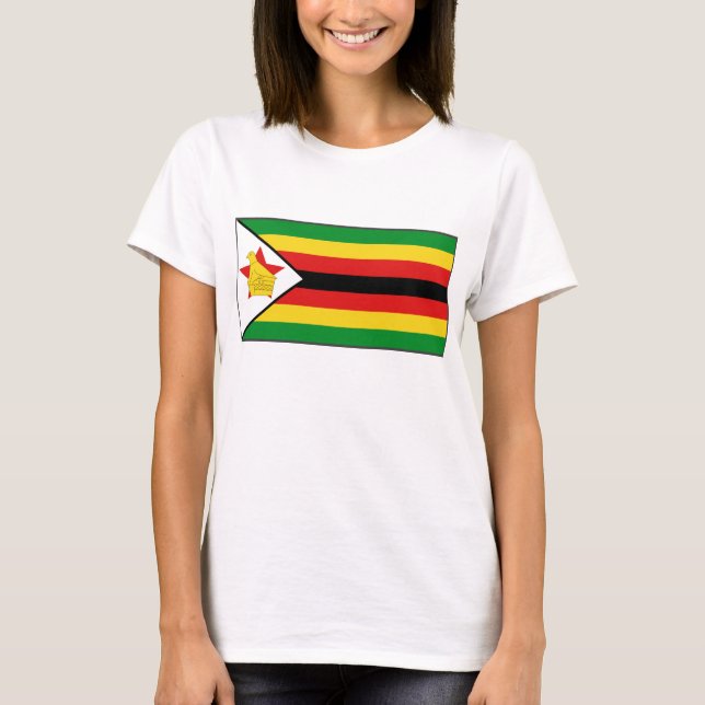 T-tröja för karta för Zimbabwe flagga x T-shirt (Framsida)