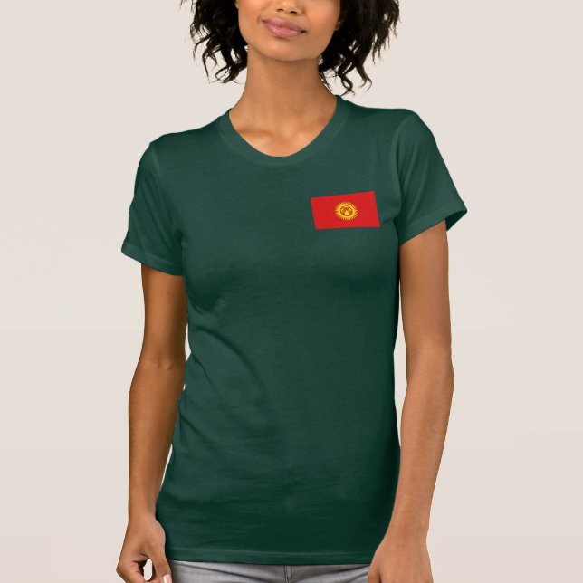 T-tröja för Kirgizistanflagga- och kartadk T-shirt (Framsida)