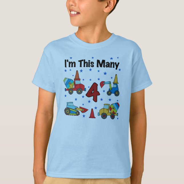 T-tröja för konstruktionsfordon4e födelsedagen tee (Framsida)