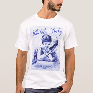 T-tröja för kortärmad för Ukulelebabysmåbarn mörk Tröja