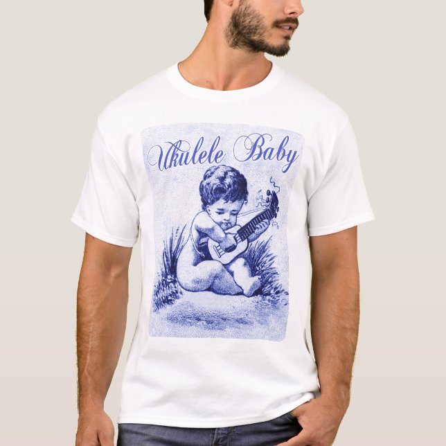 T-tröja för kortärmad för Ukulelebabysmåbarn mörk Tröja (Framsida)