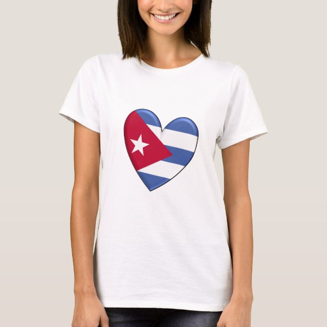 T-tröja för Kubahjärtaflagga Tee Shirt (Framsida)