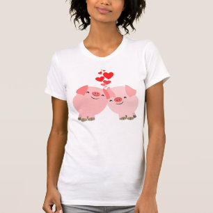 T-tröja för kvinnor för gulliga tecknadgrisar tee shirt