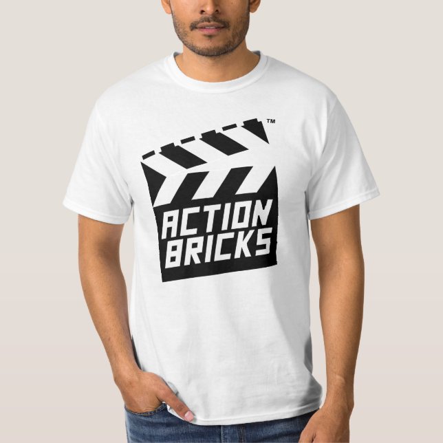 T-tröja för logotyp för handlingtegelstenClapboard T Shirt (Framsida)