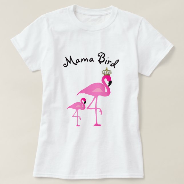 T-tröja för mammafågelFlamingo med en baby Tee (Design framsida)