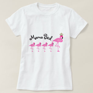 T-tröja för mammafågelFlamingo med fyra babyar T-shirt