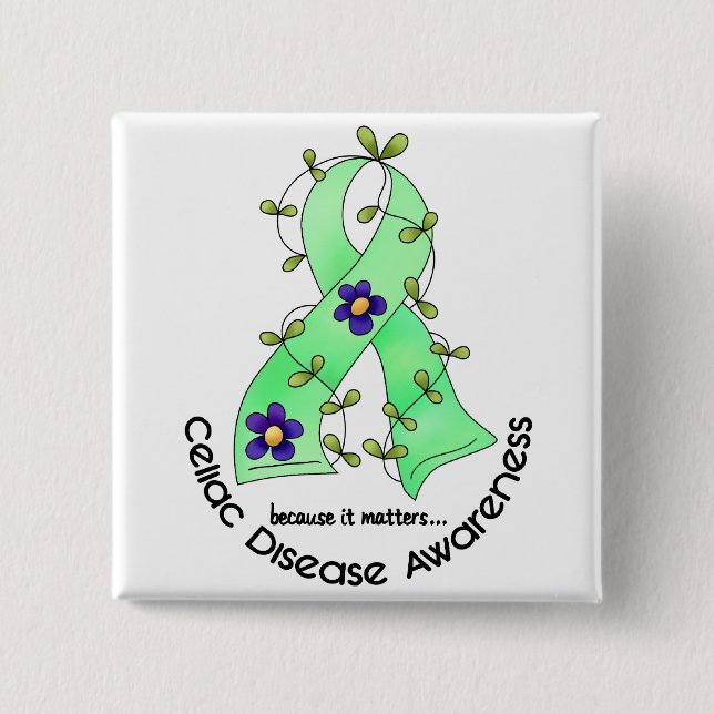 T-tröja för MEDVETENHET för SJUKDOM för blommaband Knapp (Framsida)