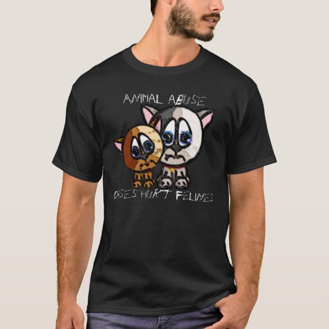 T-tröja för menkattdjurmörk t-shirt (Framsida)