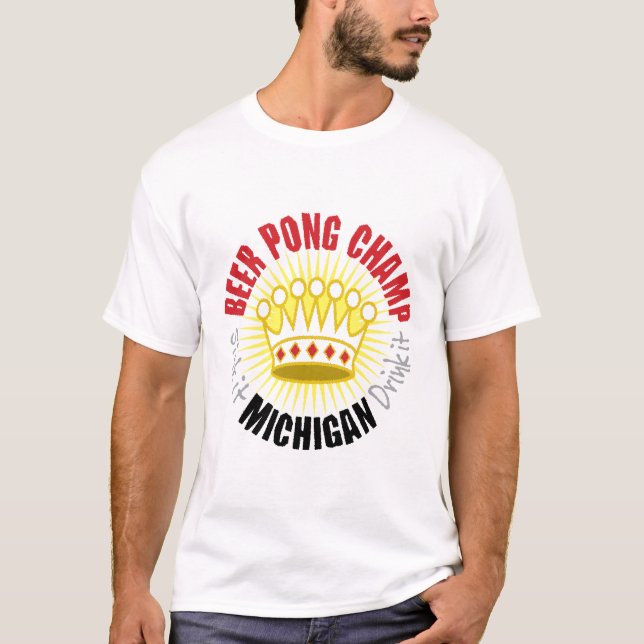 T-tröja för Michigan ölPong mästare T Shirt (Framsida)