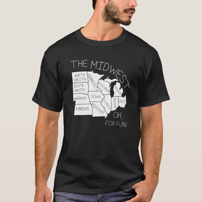 T-tröja för MIDWEST den ROLIGA geografikarta T Shirt (Framsida)