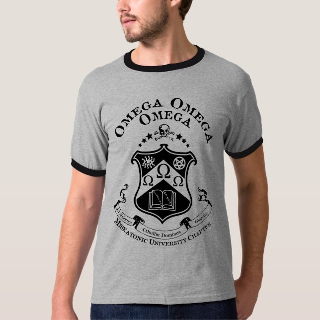 T-tröja för Miskatonic broderskapRinger T-shirt (Framsida)