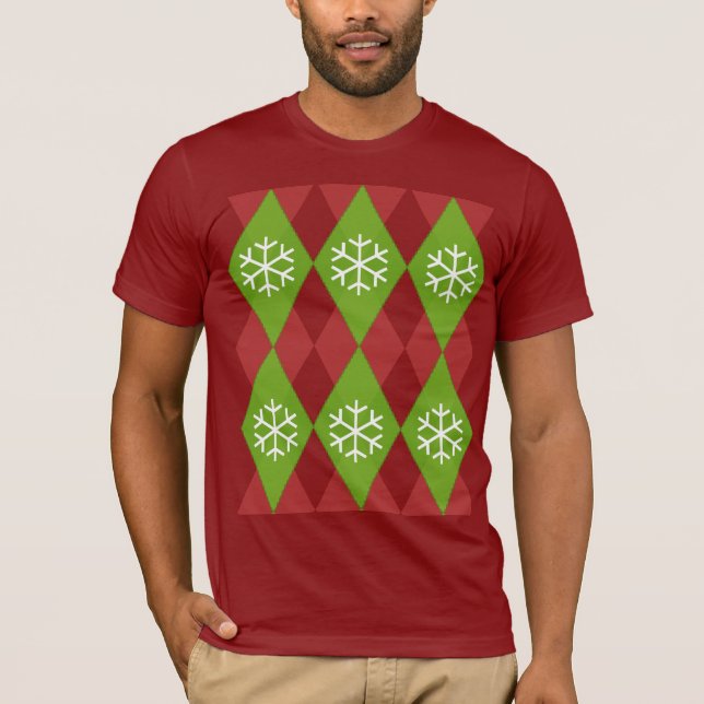 T-tröja för mönster för Argyle ful jultröja T-shirt (Framsida)