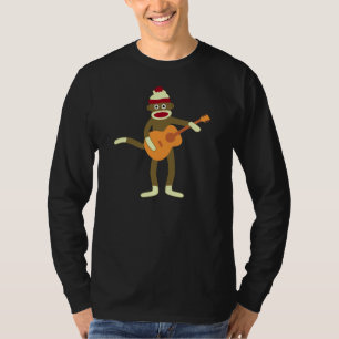 T-tröja för mörk för sock monkeygitarrlångär t-shirt