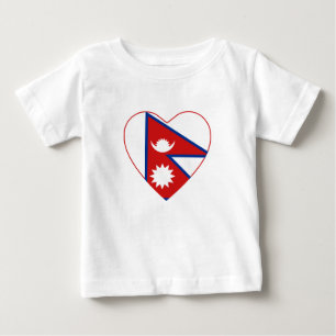 T-tröja för Nepal flaggahjärta Tee Shirt