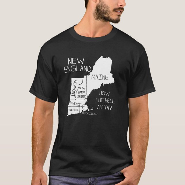 T-tröja för NEW ENGLAND rolig geografikarta T Shirt (Framsida)