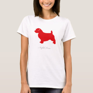 T-tröja för Norfolk Terrier (den röda silhouett T-shirt