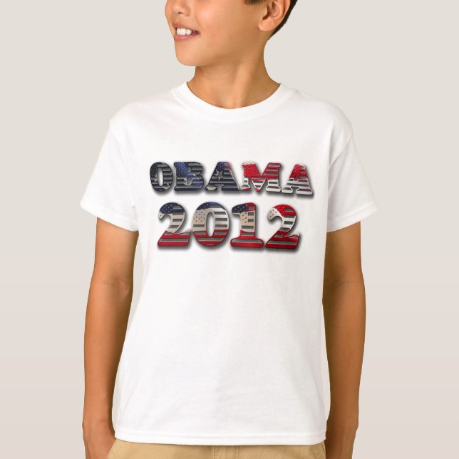 T-tröja för Obama 2012 flaggabarn T-shirt (Framsida)