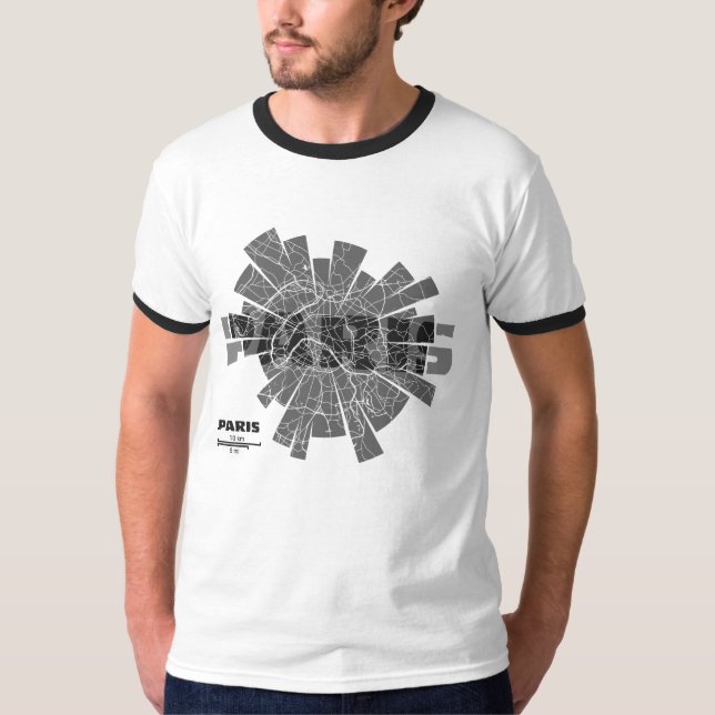 T-tröja för Paris kartaRinger Tee (Framsida)