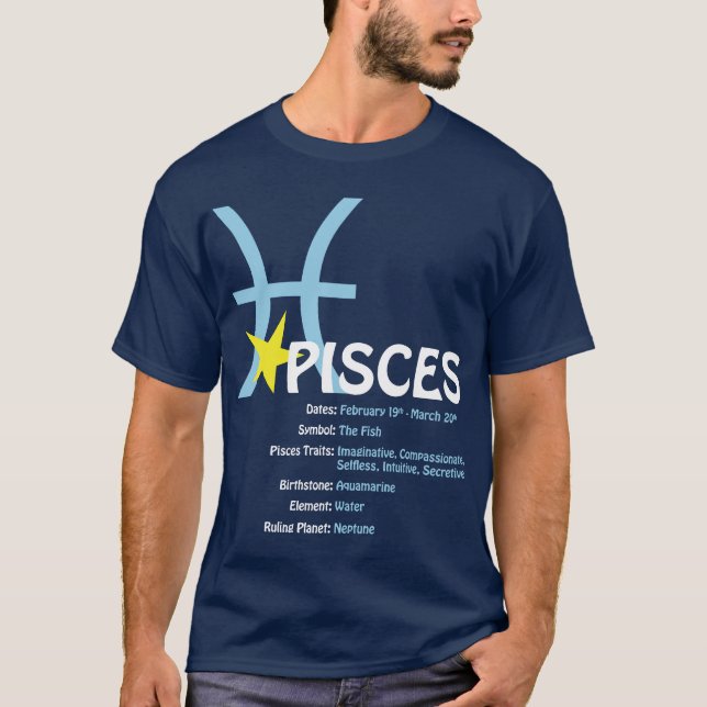 T-tröja för Pisces dragmörk Tee Shirt (Framsida)