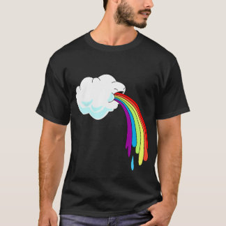 T-tröja för regnbåge för moln Puking svart T Shirt