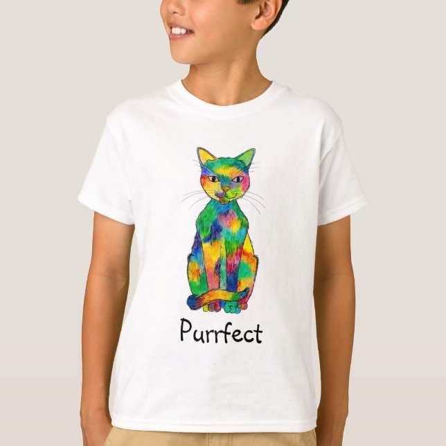 T-tröja för regnbågekattPurrfect Raglan (barnet) Tröja (Framsida)