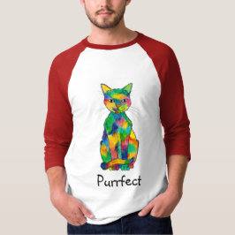 T-tröja för regnbågekattPurrfect Raglan Tee