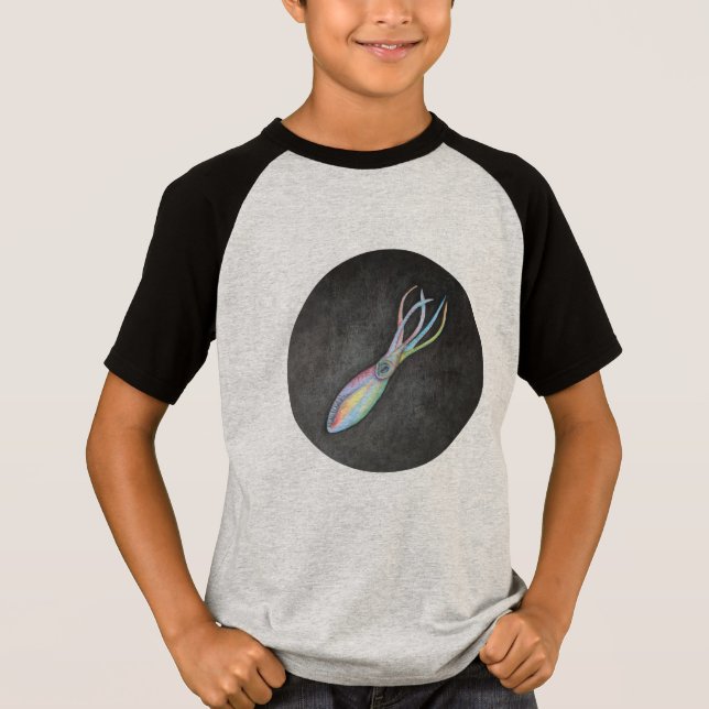 T-tröja för regnbågetioarmad bläckfiskRaglan T Shirt (Framsida)