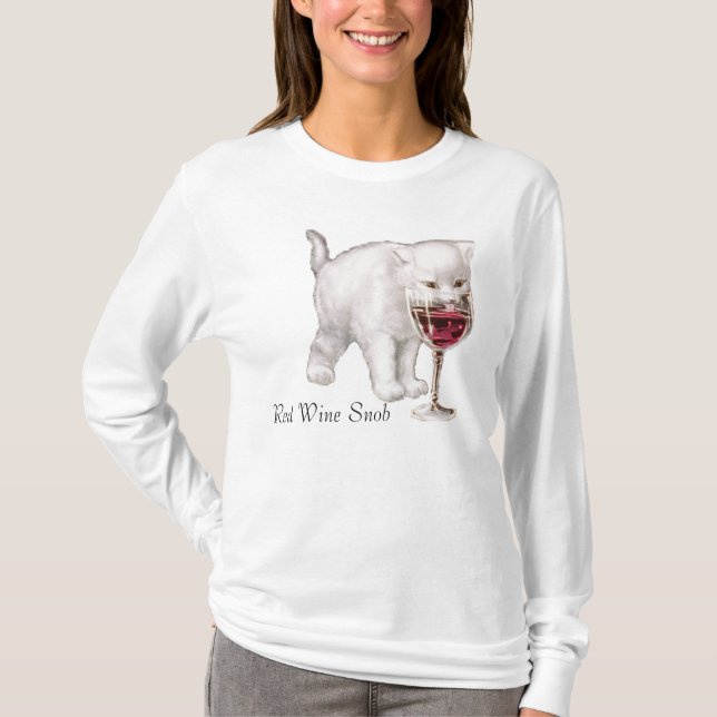 T-tröja för rött vinkattsnobb tee shirt (Framsida)
