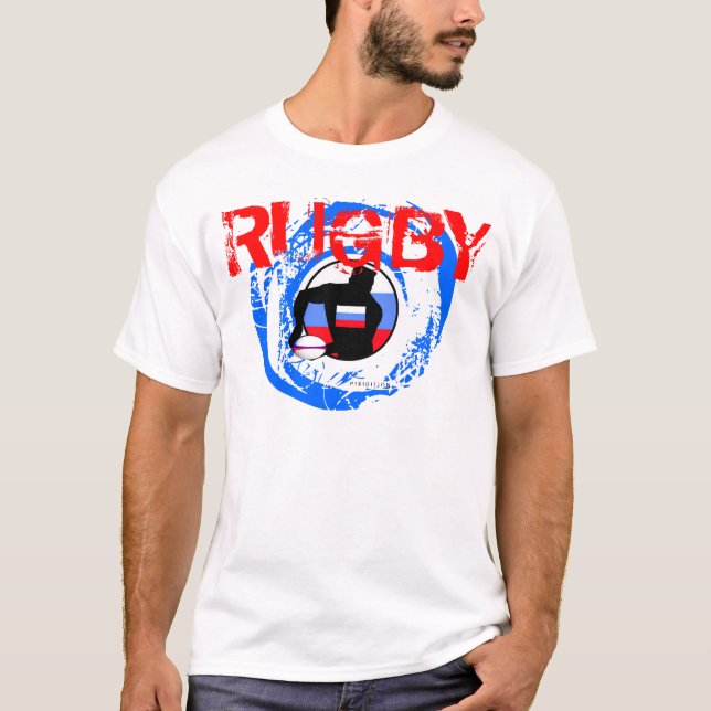T-tröja för Ryssland Rugbyfläktar passerar boll T Shirt (Framsida)