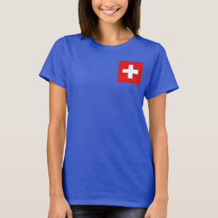 T-tröja för Schweitz flagga- och kartadk T Shirt