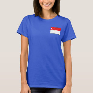 T-tröja för Singapore flagga- och kartadk T-shirt
