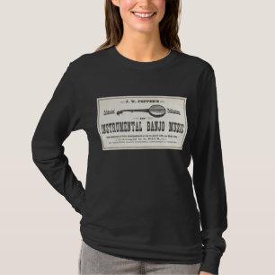 T-tröja för sleeeve för Banjomusikdamer mörk l T Shirt