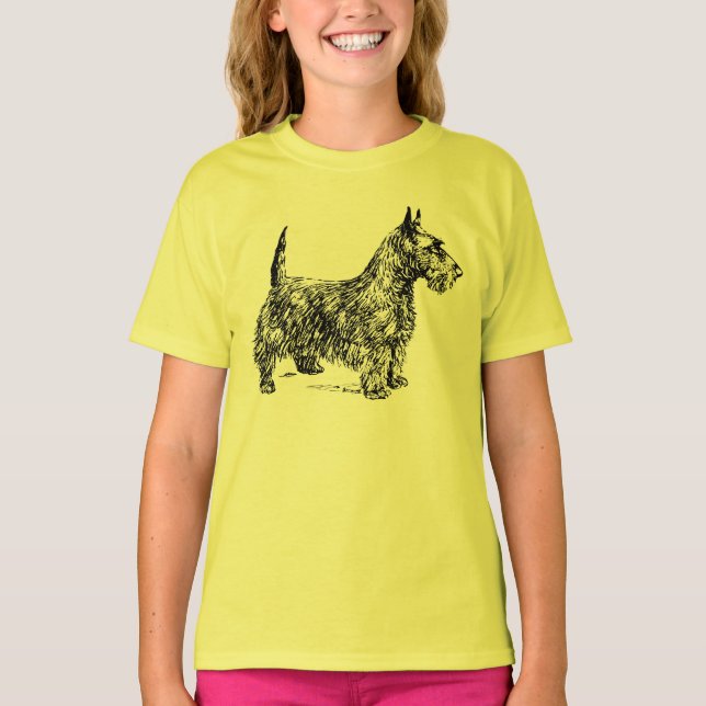T-tröja för sleeve för lock för SCOTTIETERRIERHUND Tee (Framsida)