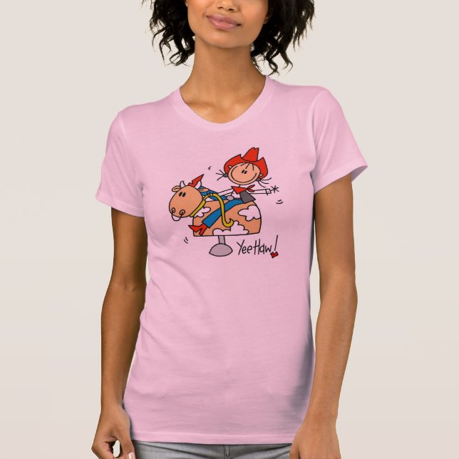 T-tröja för stick figurCowgirlYee Haw T-shirt (Framsida)