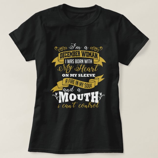 T-tröja för svart för December kvinnafödelsedag Tee (Design framsida)