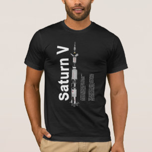 T-tröja för svart för SaturnV måneraket Tee