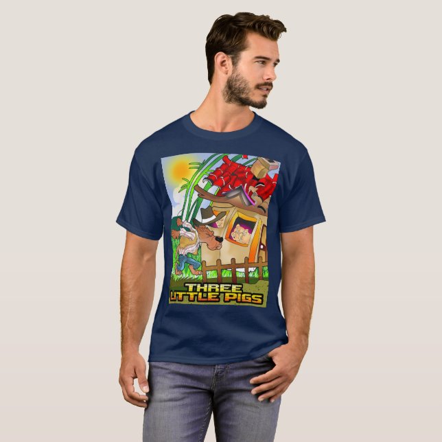 T-tröja för tre lite grisar t-shirt (Hel framsida)