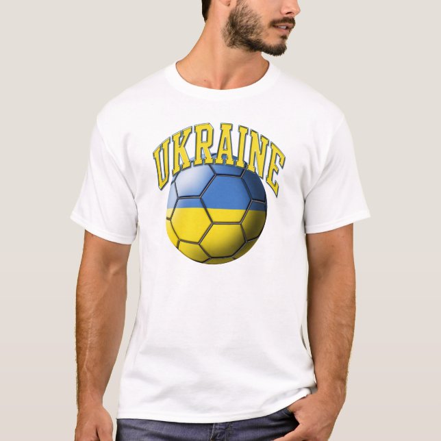 T-tröja för Ukraina fotbollboll T-shirt (Framsida)